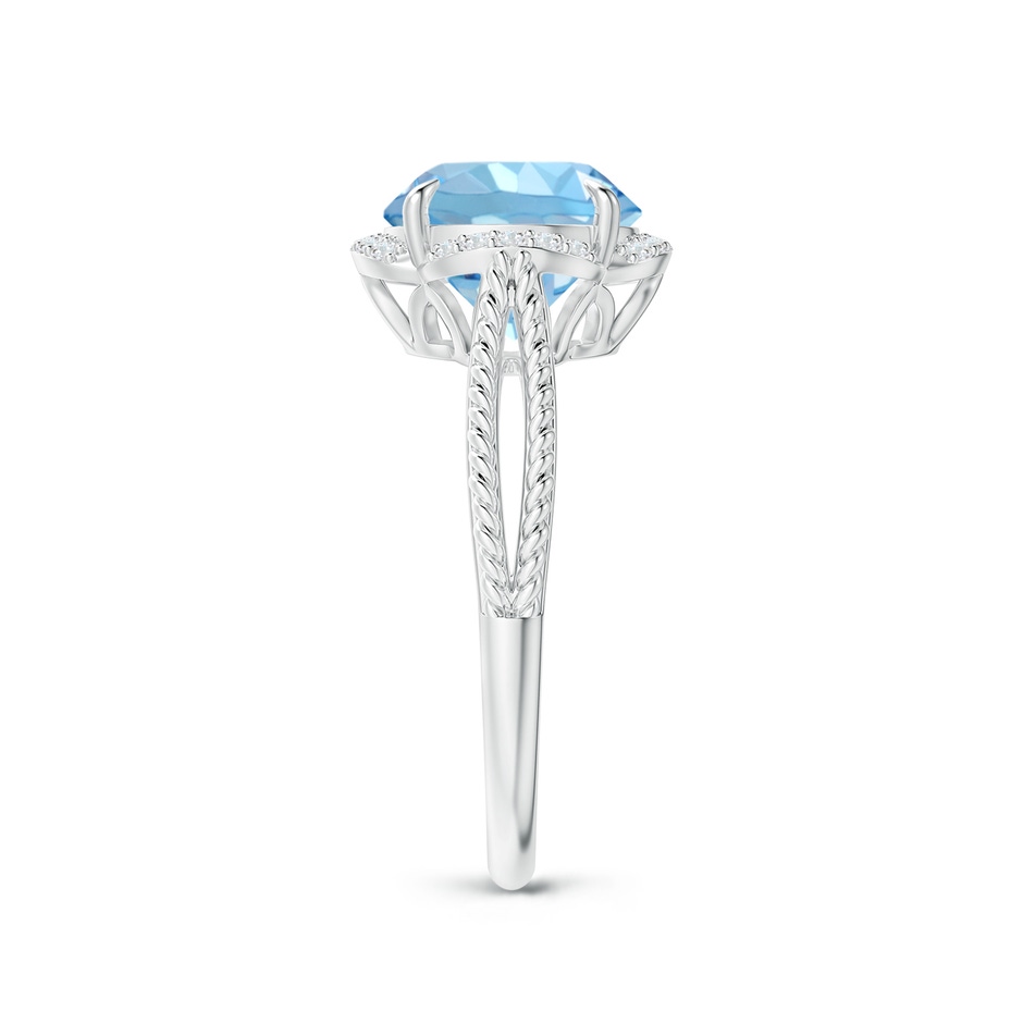 9mm AAAA Round Aquamarine Rope Pattern Split Shank Cocktail Ring in P950 Platinum side 2