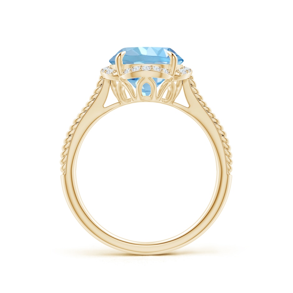 9mm AAAA Round Aquamarine Rope Pattern Split Shank Cocktail Ring in Yellow Gold side 1