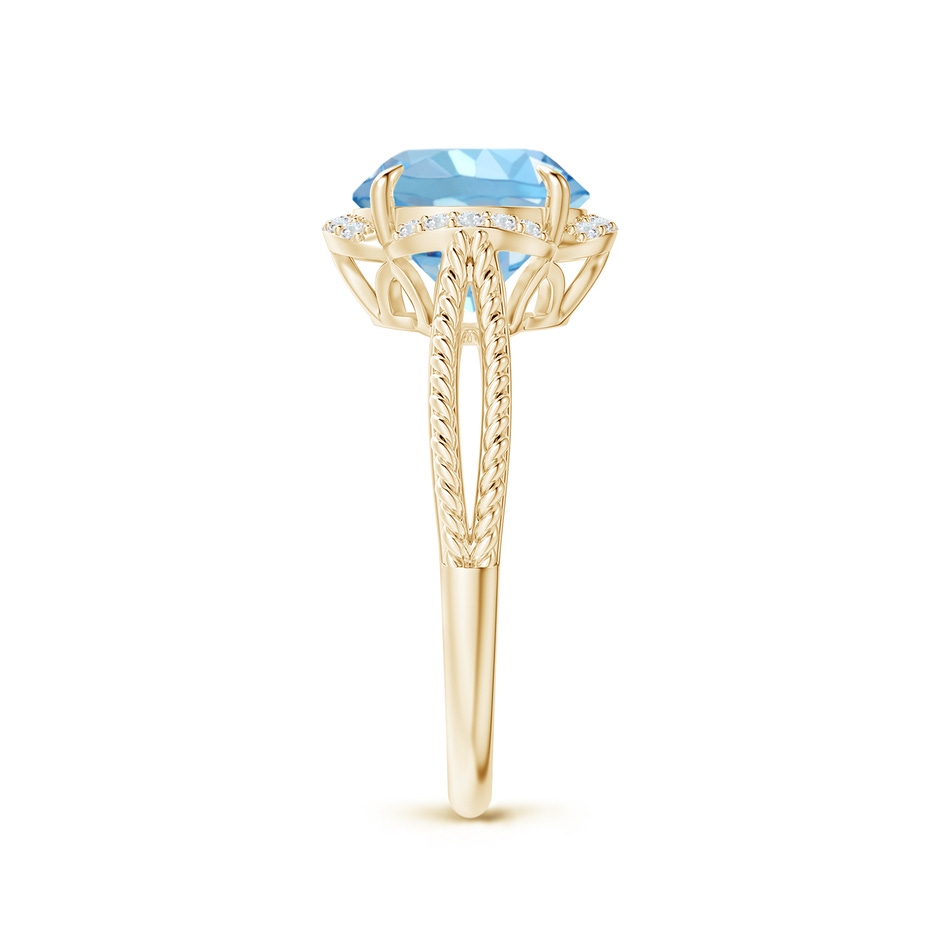 9mm AAAA Round Aquamarine Rope Pattern Split Shank Cocktail Ring in Yellow Gold side 2