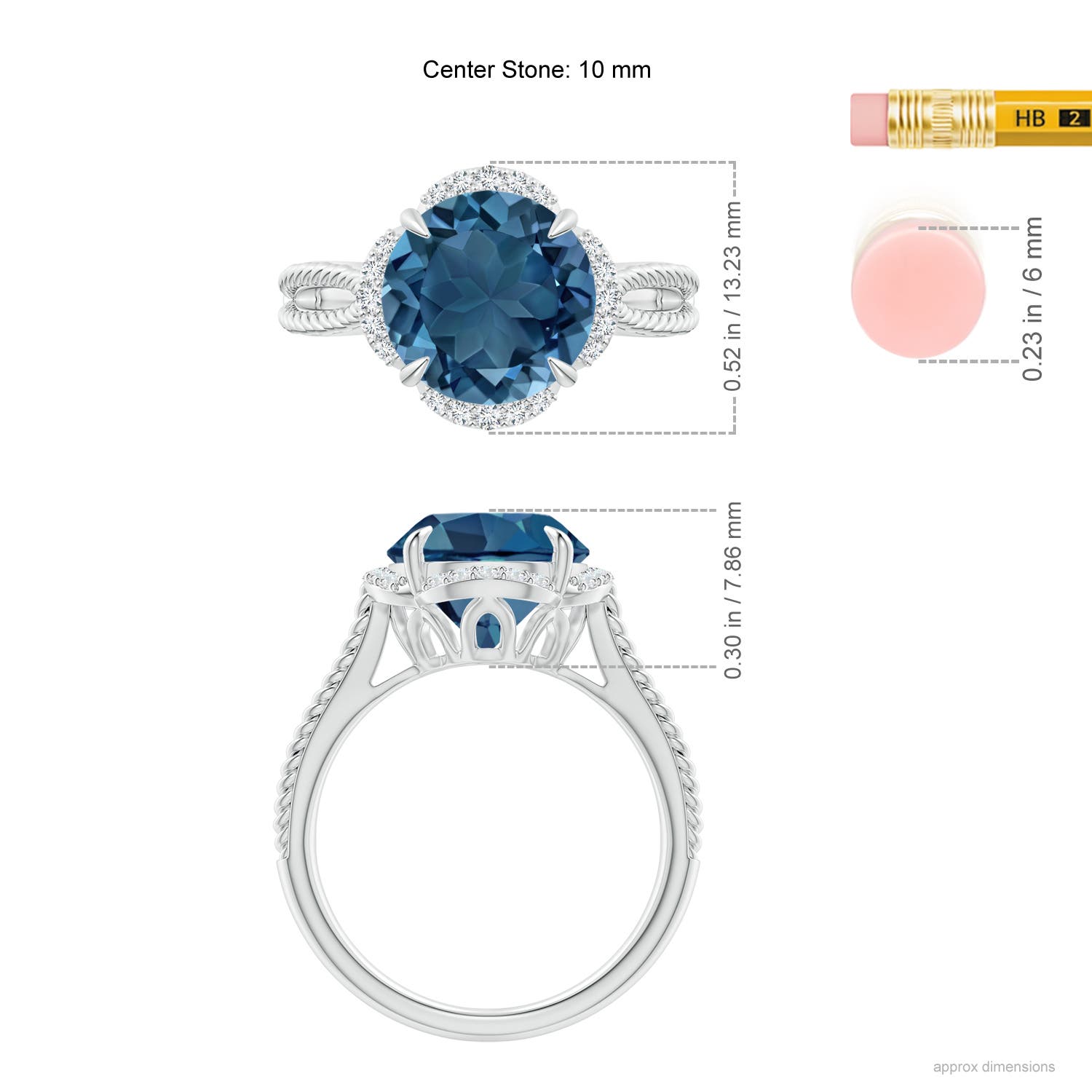 AA - London Blue Topaz / 4.35 CT / 14 KT White Gold