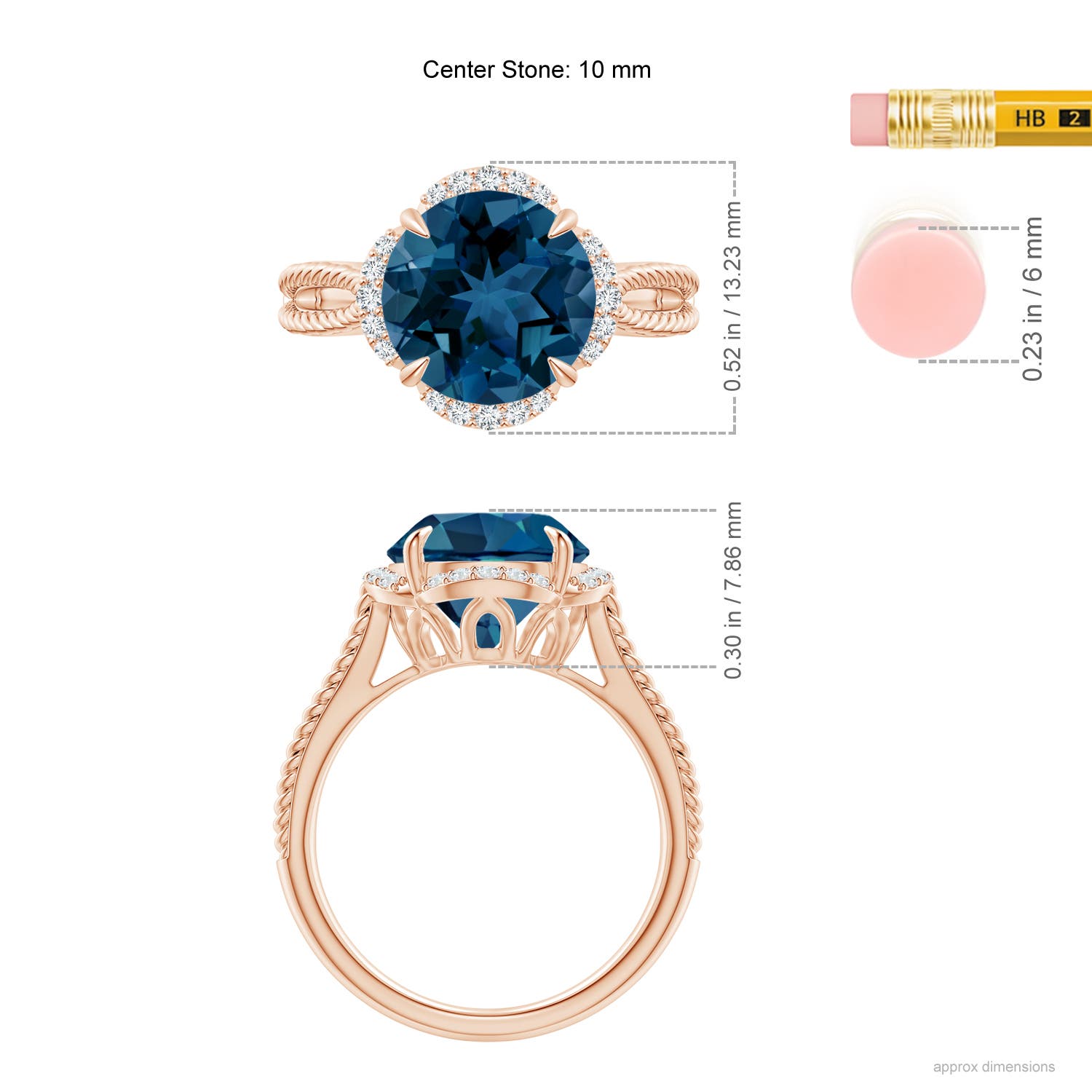 AAA - London Blue Topaz / 4.35 CT / 14 KT Rose Gold