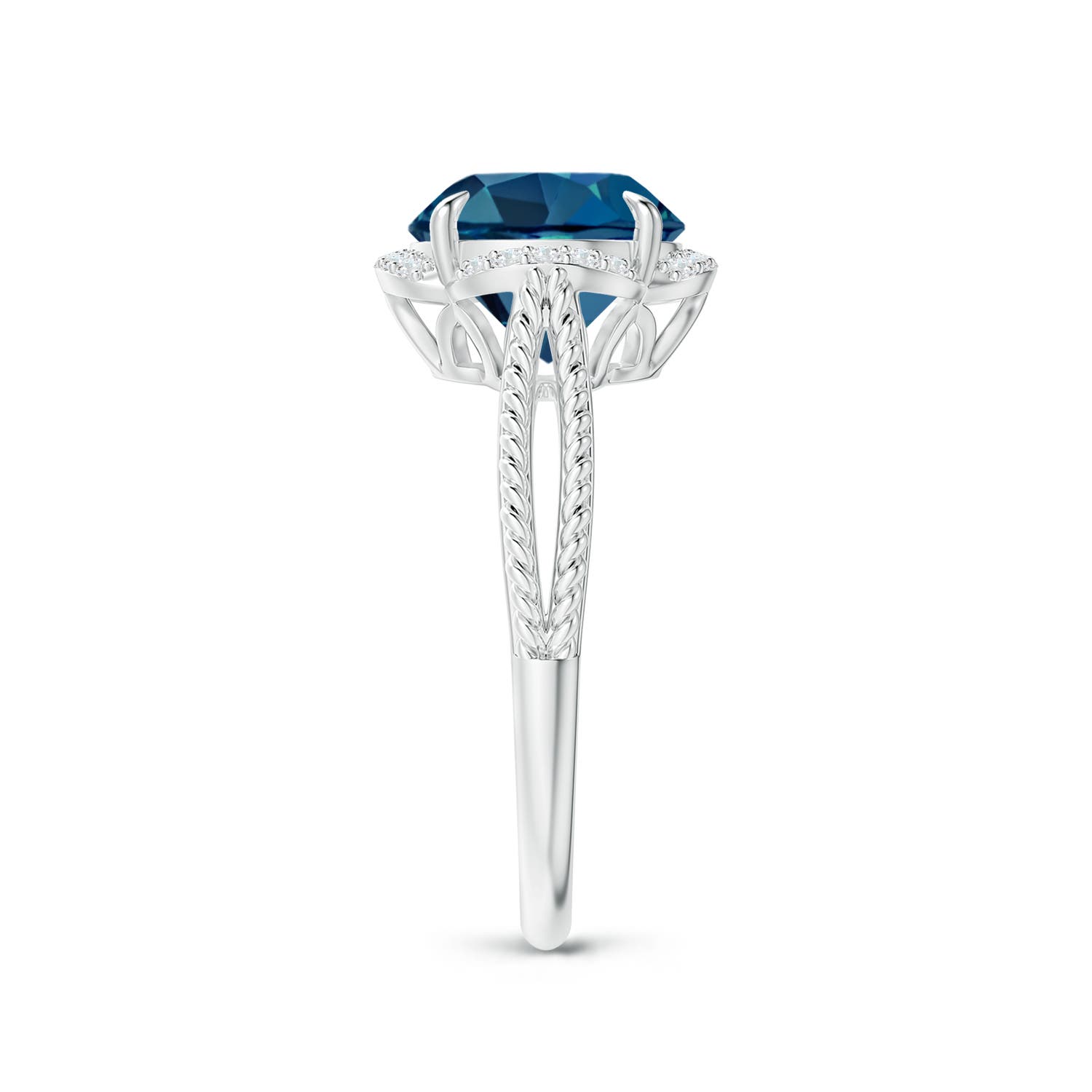 AAA - London Blue Topaz / 3.42 CT / 14 KT White Gold