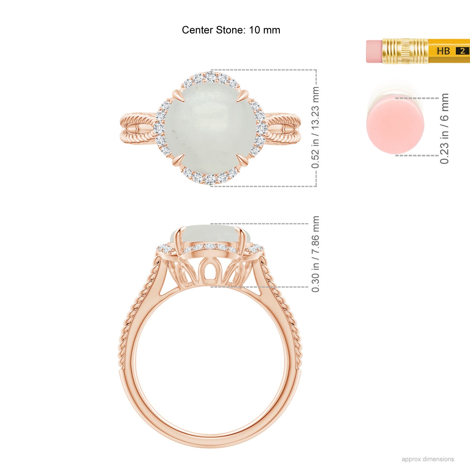 A - Moonstone / 3.85 CT / 14 KT Rose Gold