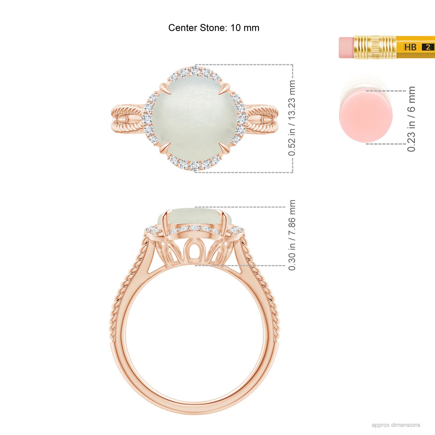 AA - Moonstone / 3.85 CT / 14 KT Rose Gold