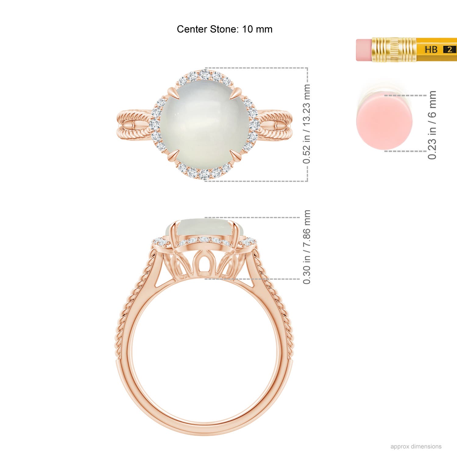 AAA - Moonstone / 3.85 CT / 14 KT Rose Gold