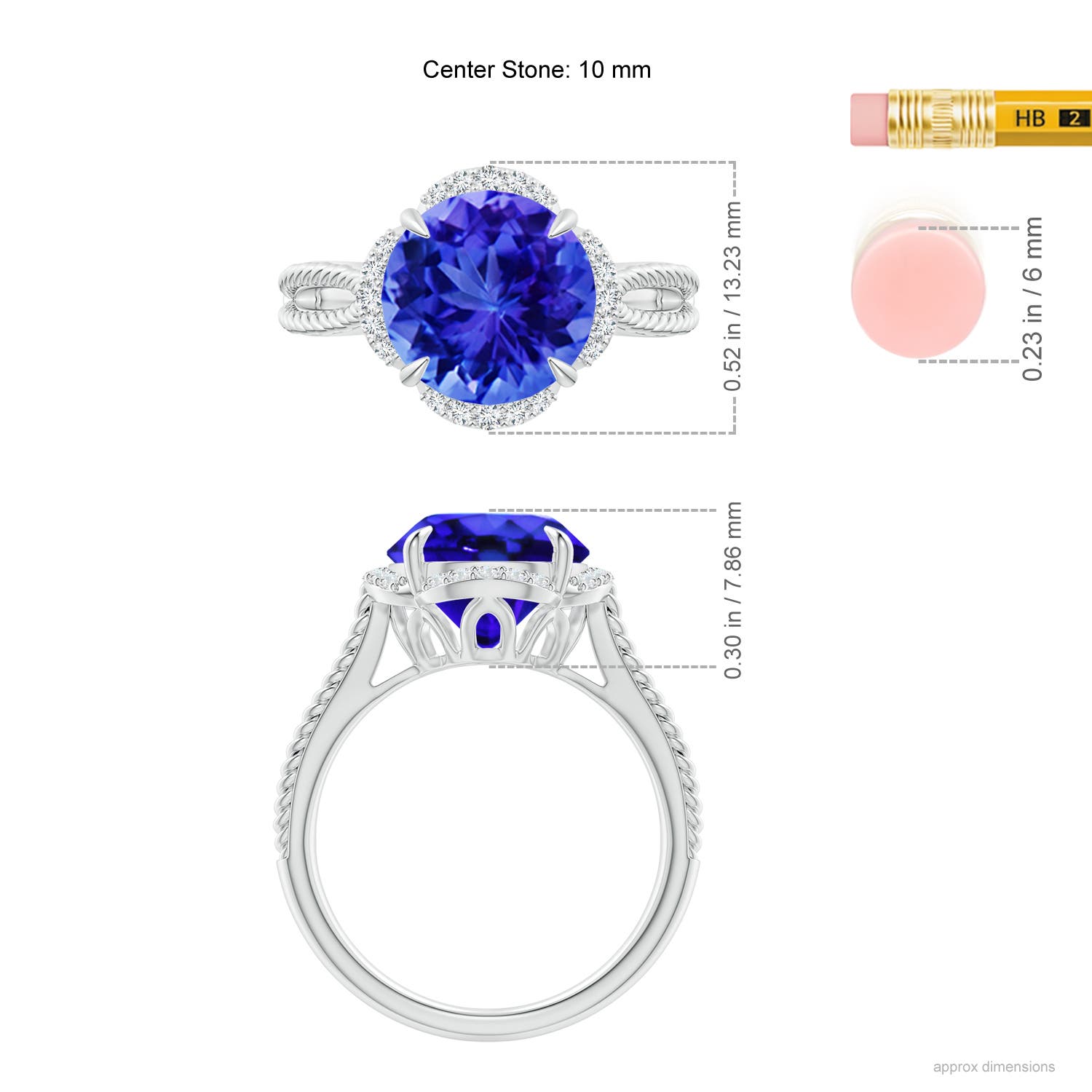 AAA - Tanzanite / 3.65 CT / 14 KT White Gold