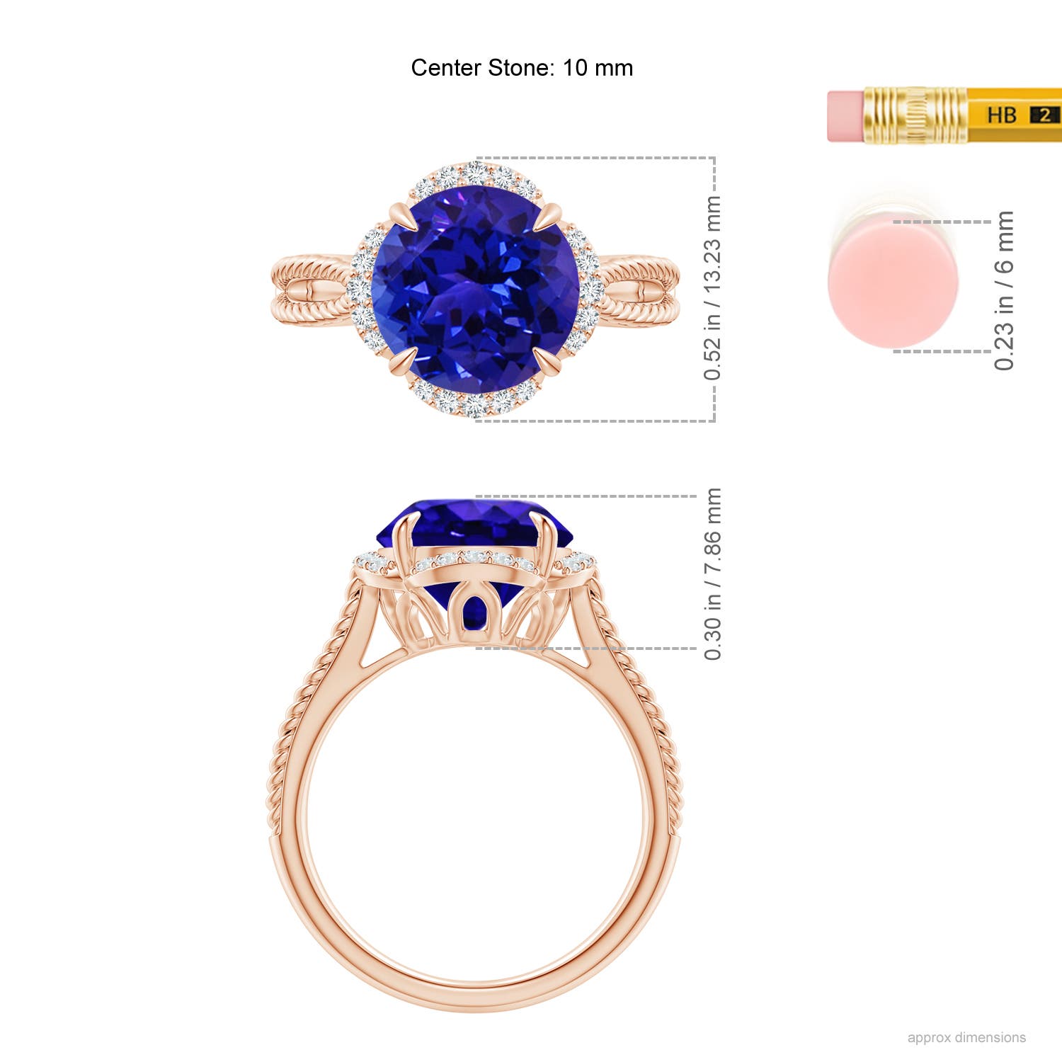 AAAA - Tanzanite / 3.65 CT / 14 KT Rose Gold