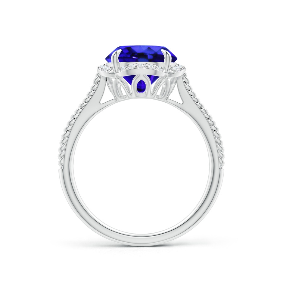 9mm AAA Round Tanzanite Rope Pattern Split Shank Cocktail Ring in White Gold side 1