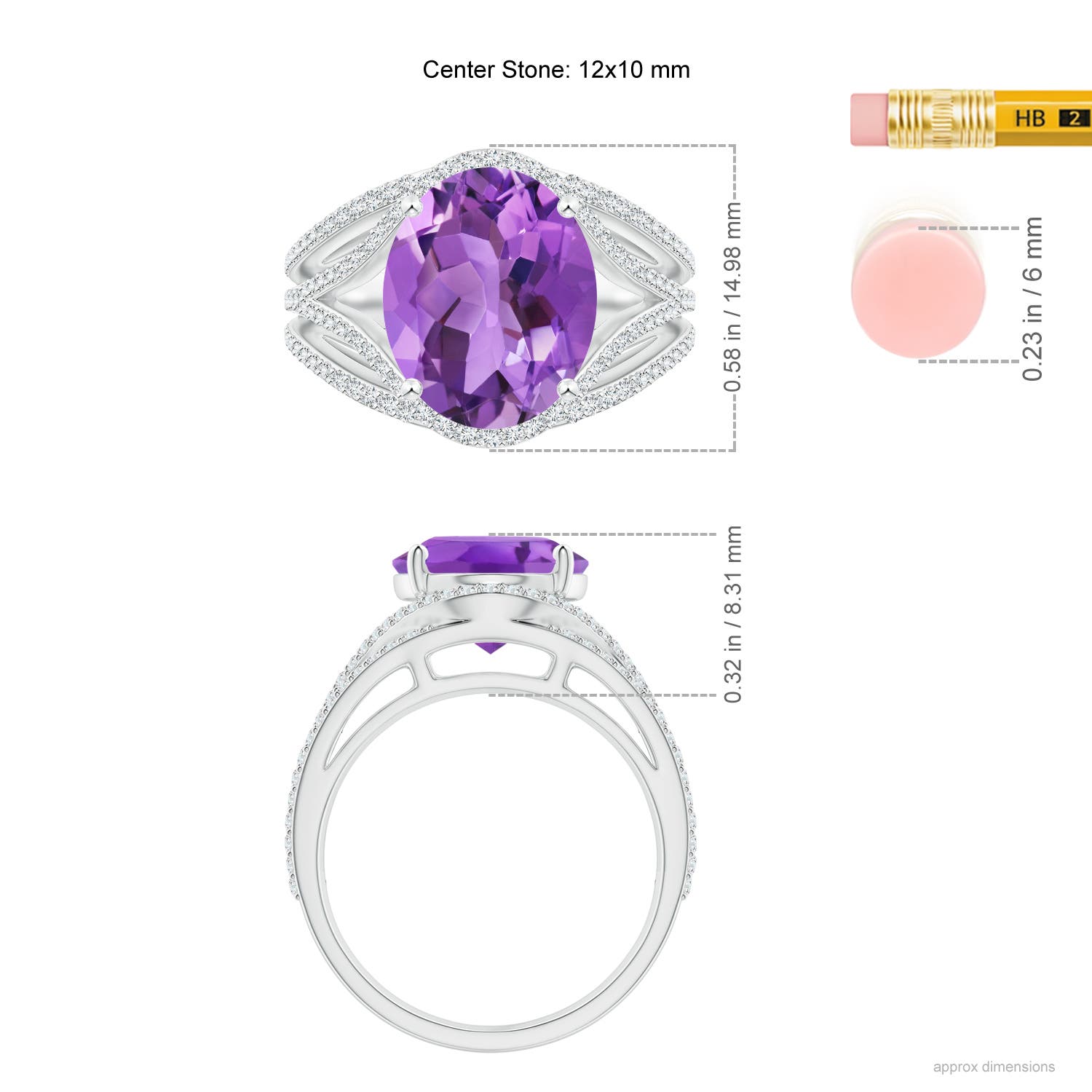 AA - Amethyst / 4.94 CT / 14 KT White Gold