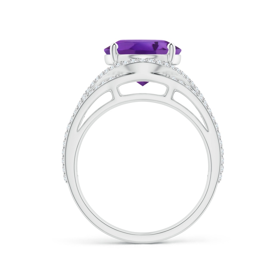 12x10mm AAA Oval Amethyst Ornate Shank Cocktail Ring with Diamonds in White Gold side 1