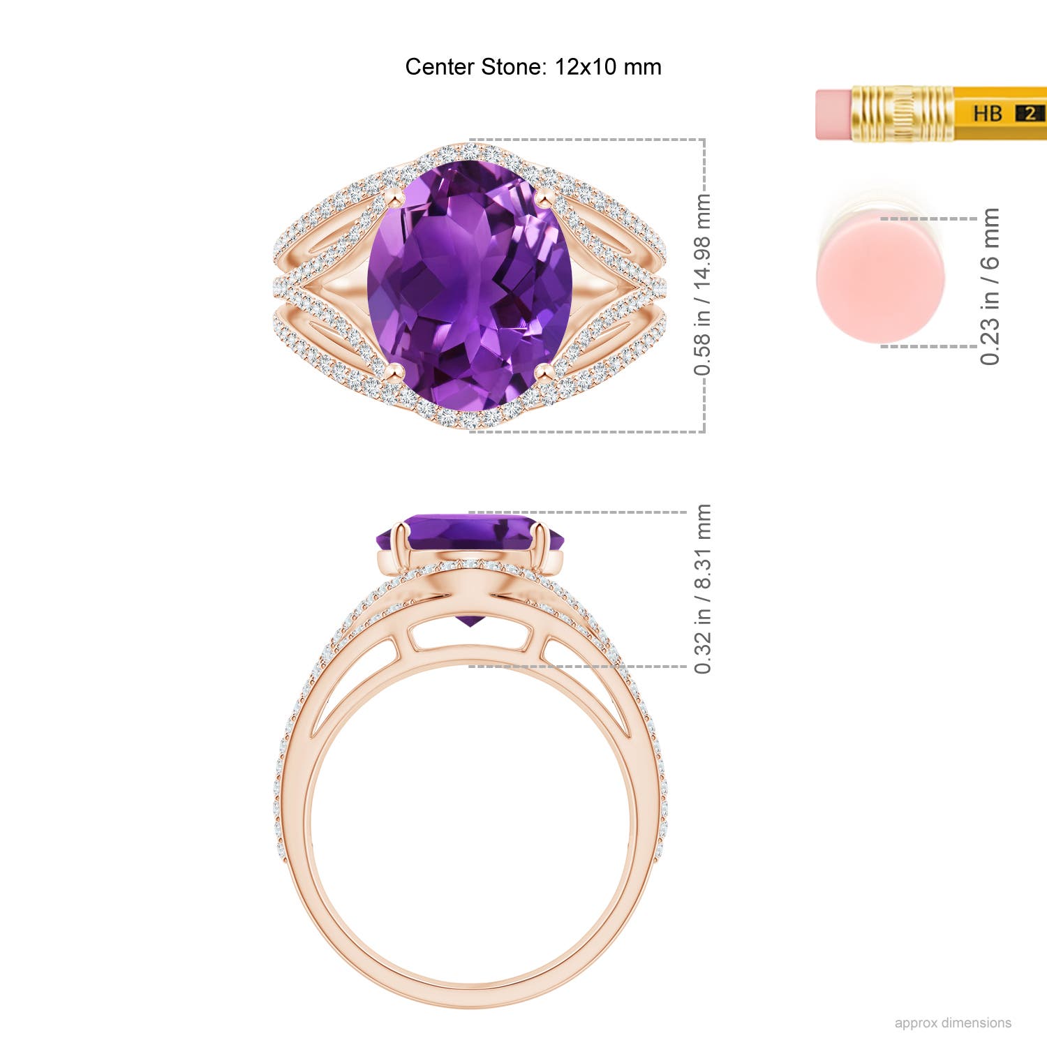 AAAA - Amethyst / 4.94 CT / 14 KT Rose Gold