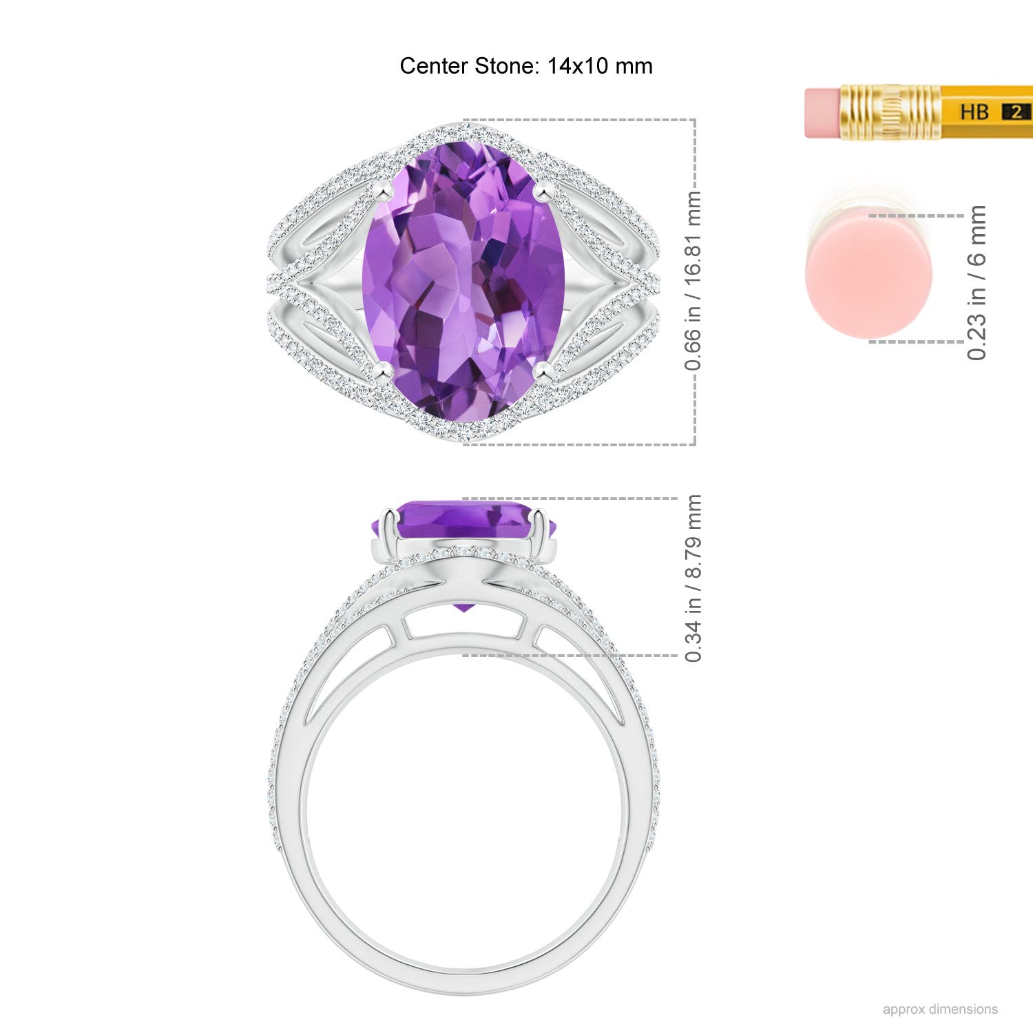 AA - Amethyst / 5.89 CT / 14 KT White Gold