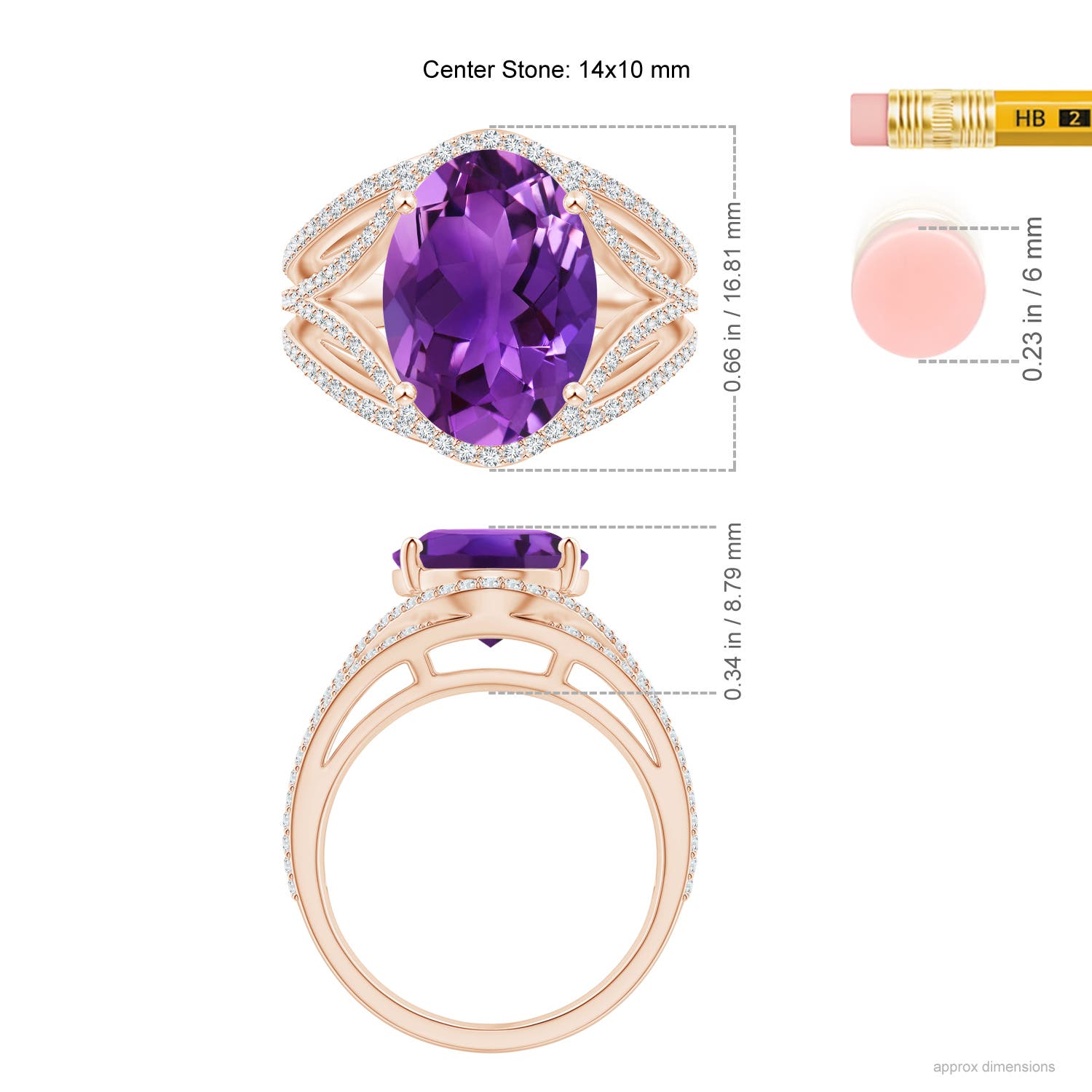 AAAA - Amethyst / 5.89 CT / 14 KT Rose Gold