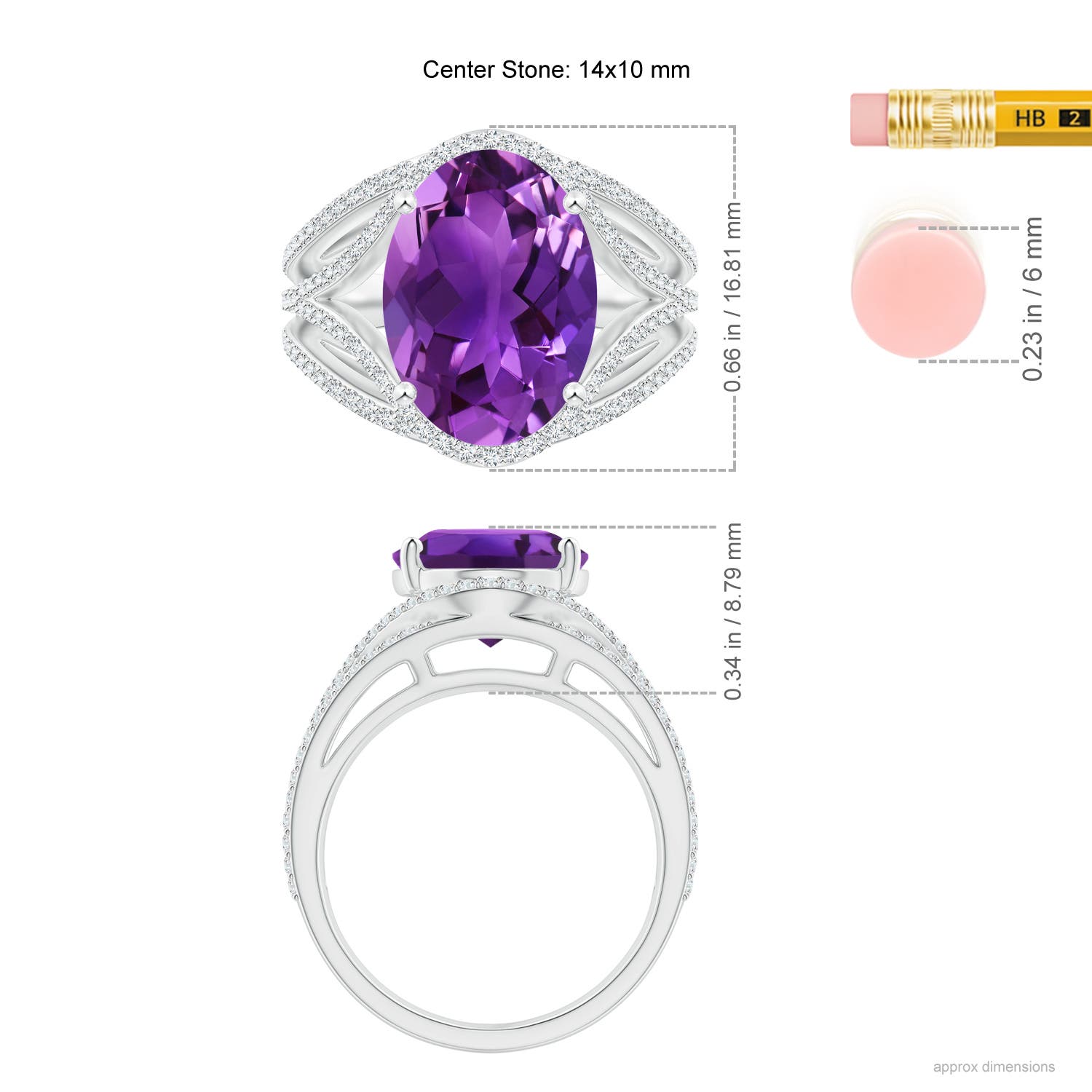 AAAA - Amethyst / 5.89 CT / 14 KT White Gold