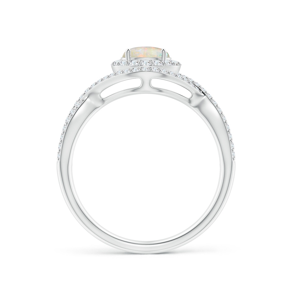 6mm AAAA Opal Crossover Shank Cocktail Ring with Halo in P950 Platinum side 1