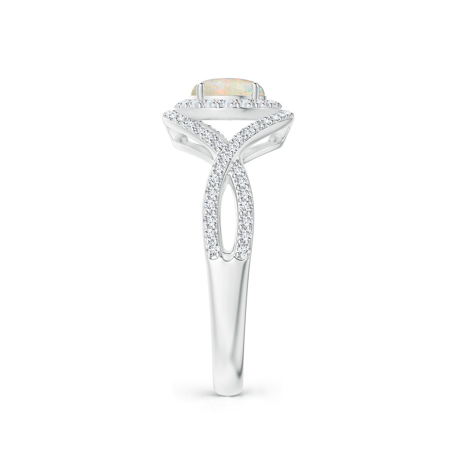 6mm AAAA Opal Crossover Shank Cocktail Ring with Halo in P950 Platinum side 2