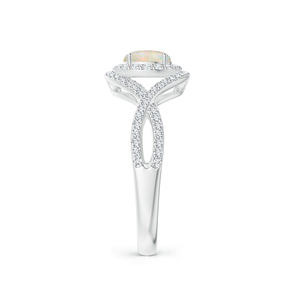 6mm AAAA Opal Crossover Shank Cocktail Ring with Halo in White Gold side 2