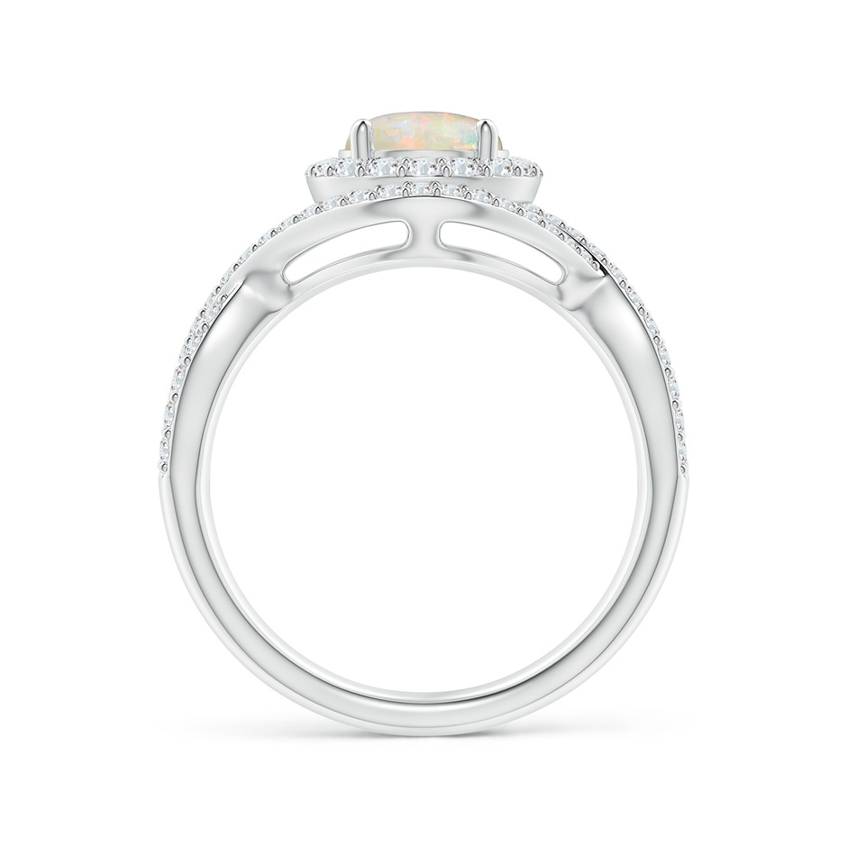 7mm AAAA Opal Crossover Shank Cocktail Ring with Halo in P950 Platinum side 1