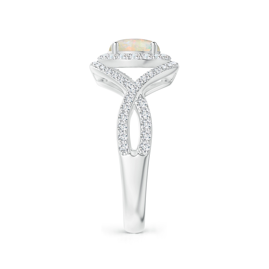 7mm AAAA Opal Crossover Shank Cocktail Ring with Halo in P950 Platinum side 2