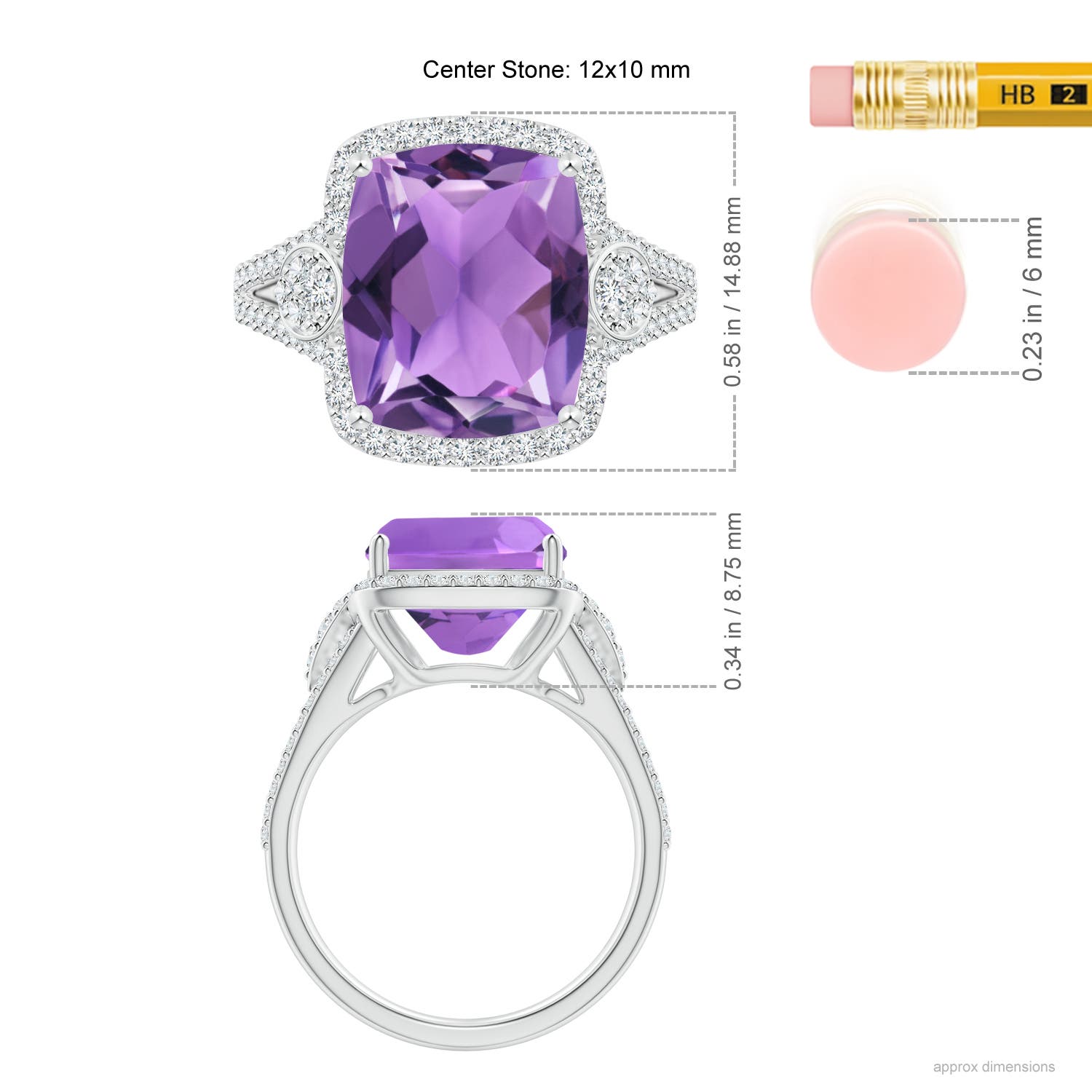 AA - Amethyst / 5.06 CT / 14 KT White Gold