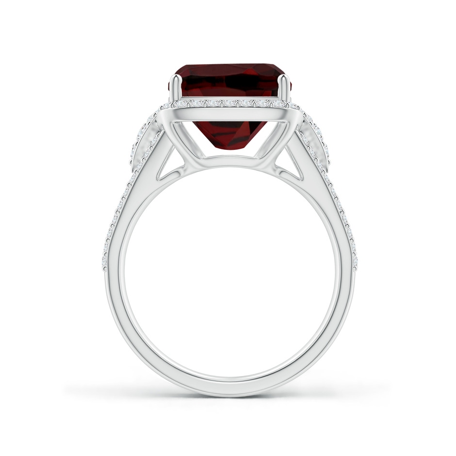 12x10mm AAA Cushion Garnet Split Shank Cocktail Ring with Pear Motif in White Gold side 1