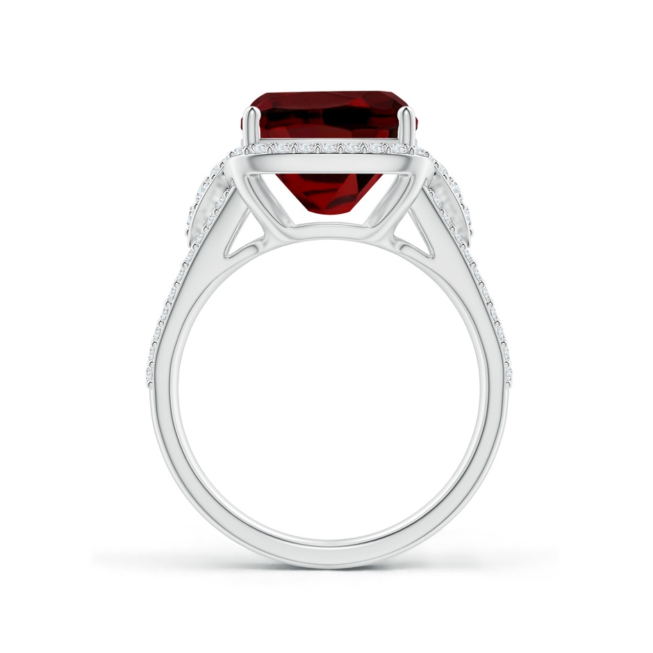 12x10mm AAAA Cushion Garnet Split Shank Cocktail Ring with Pear Motif in P950 Platinum side 1
