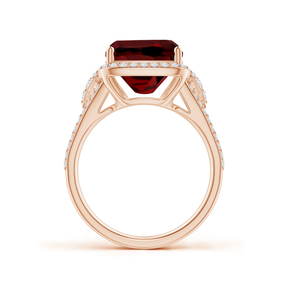 12x10mm AAAA Cushion Garnet Split Shank Cocktail Ring with Pear Motif in Rose Gold side 1