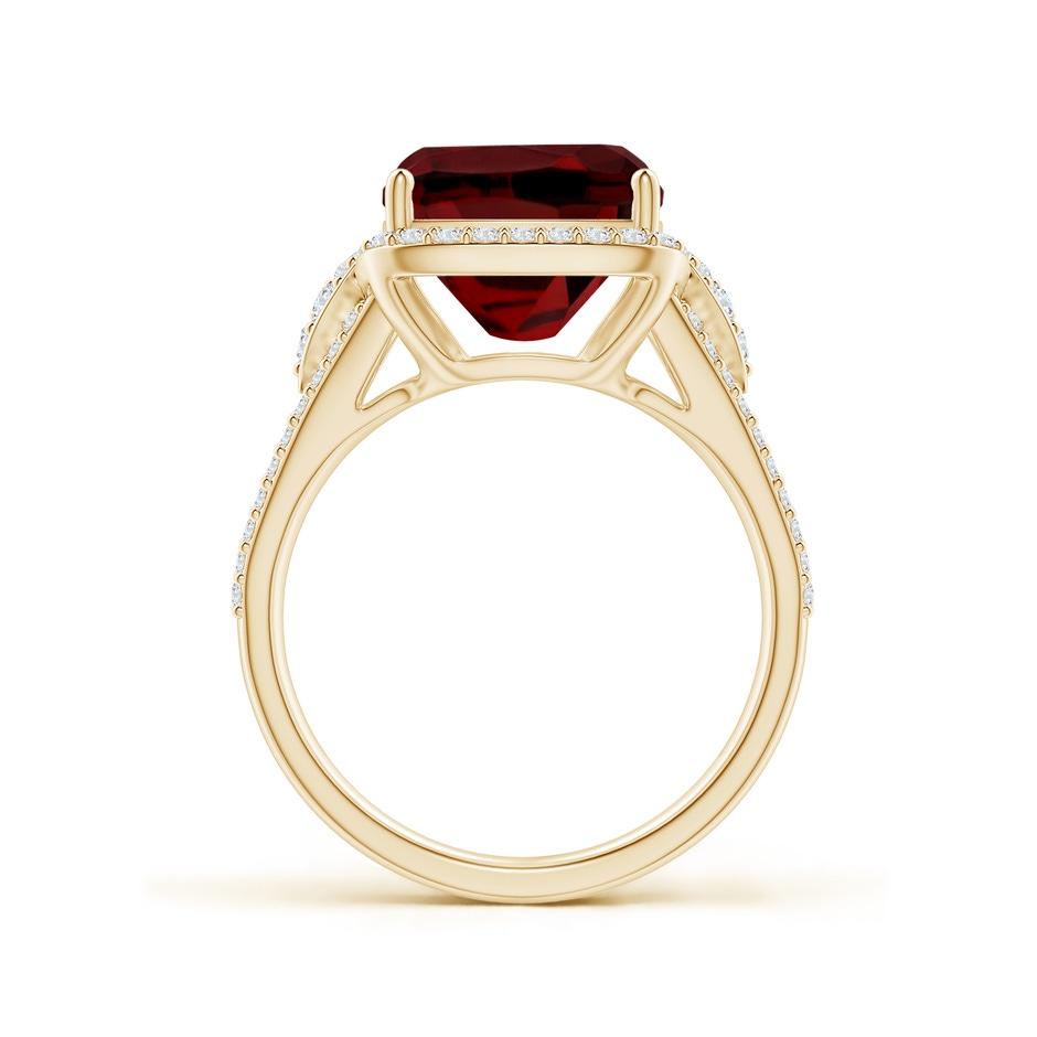 12x10mm AAAA Cushion Garnet Split Shank Cocktail Ring with Pear Motif in Yellow Gold side 1