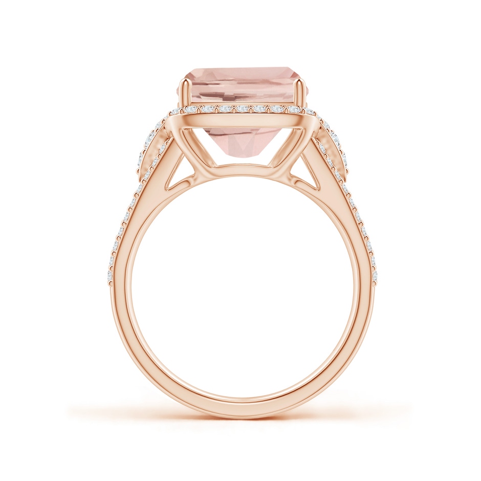 12x10mm AA Cushion Morganite Split Shank Cocktail Ring with Pear Motif in Rose Gold side 1