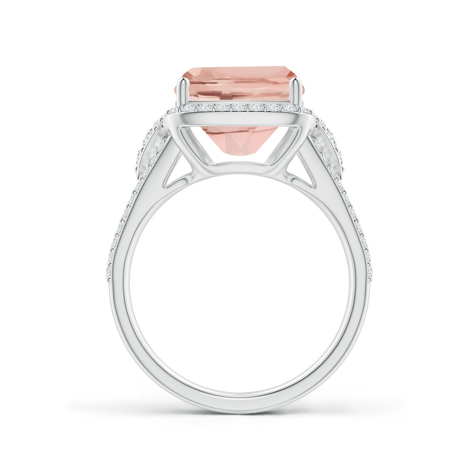 12x10mm AAA Cushion Morganite Split Shank Cocktail Ring with Pear Motif in White Gold side 1