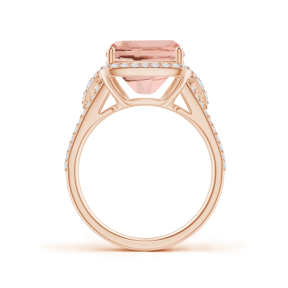 12x10mm AAAA Cushion Morganite Split Shank Cocktail Ring with Pear Motif in Rose Gold side 1