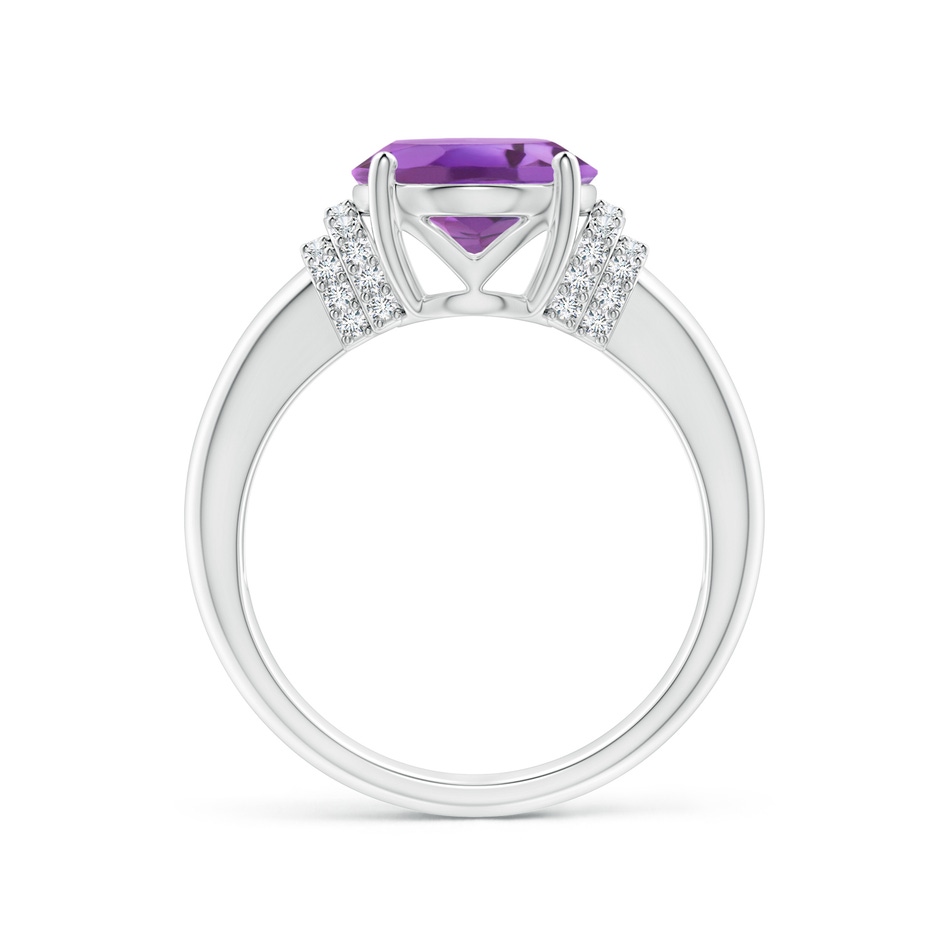 11x9mm A Oval Amethyst Cocktail Ring with Diamond Accents in White Gold side 1