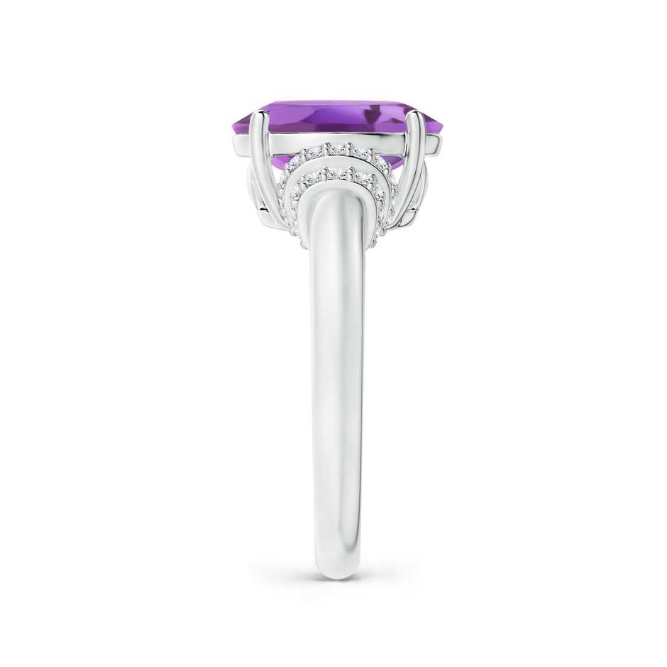 11x9mm A Oval Amethyst Cocktail Ring with Diamond Accents in White Gold side 2