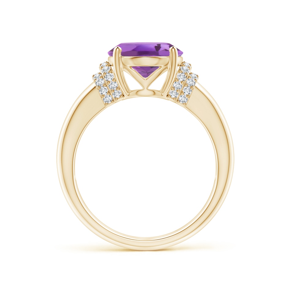11x9mm A Oval Amethyst Cocktail Ring with Diamond Accents in Yellow Gold side 1
