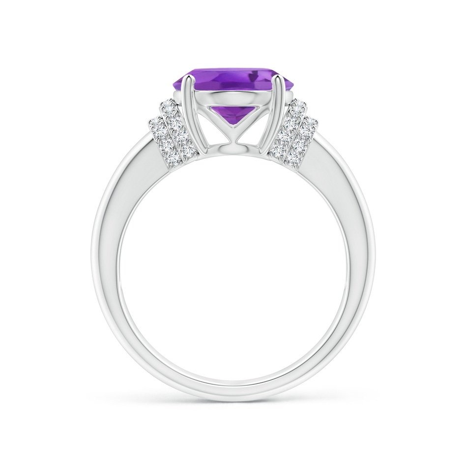 11x9mm AA Oval Amethyst Cocktail Ring with Diamond Accents in P950 Platinum side 1
