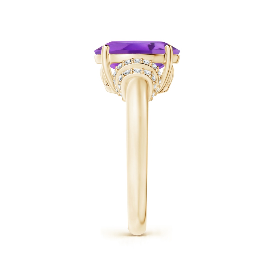 11x9mm AA Oval Amethyst Cocktail Ring with Diamond Accents in Yellow Gold side 2