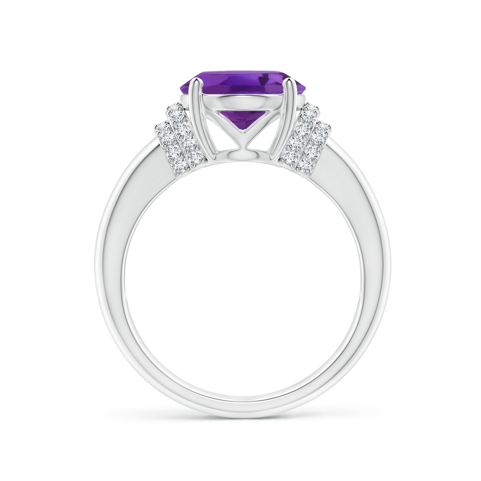 11x9mm AAA Oval Amethyst Cocktail Ring with Diamond Accents in P950 Platinum side 1