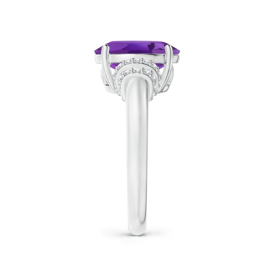 11x9mm AAA Oval Amethyst Cocktail Ring with Diamond Accents in P950 Platinum side 2