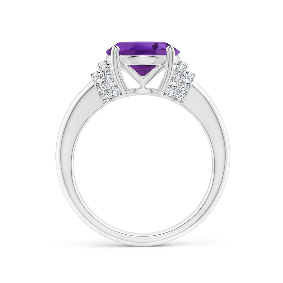 11x9mm AAA Oval Amethyst Cocktail Ring with Diamond Accents in White Gold Side 1