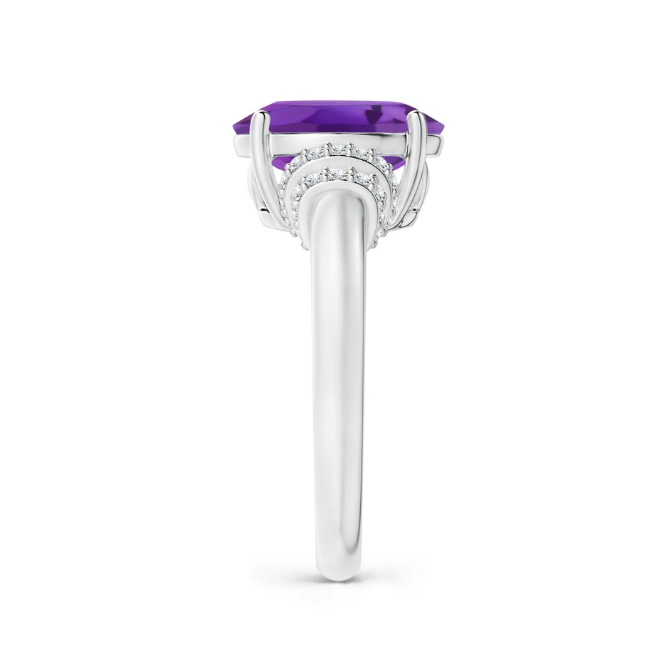 11x9mm AAA Oval Amethyst Cocktail Ring with Diamond Accents in White Gold Side 2