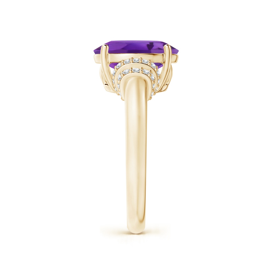 11x9mm AAA Oval Amethyst Cocktail Ring with Diamond Accents in Yellow Gold side 2