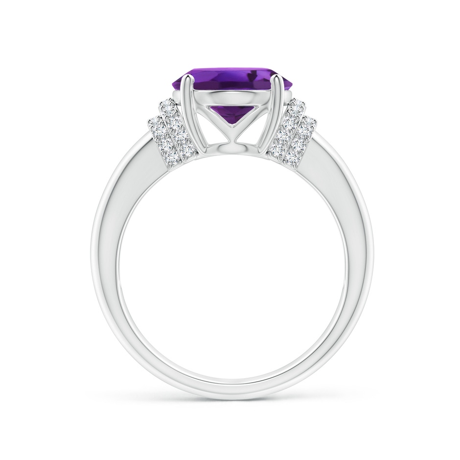 11x9mm AAAA Oval Amethyst Cocktail Ring with Diamond Accents in White Gold side 1