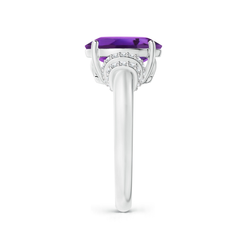 11x9mm AAAA Oval Amethyst Cocktail Ring with Diamond Accents in White Gold side 2