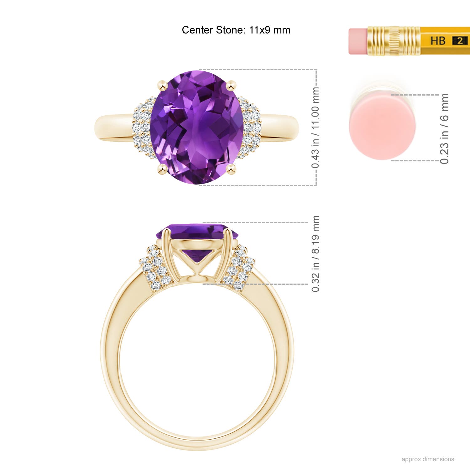 AAAA - Amethyst / 3.35 CT / 14 KT Yellow Gold