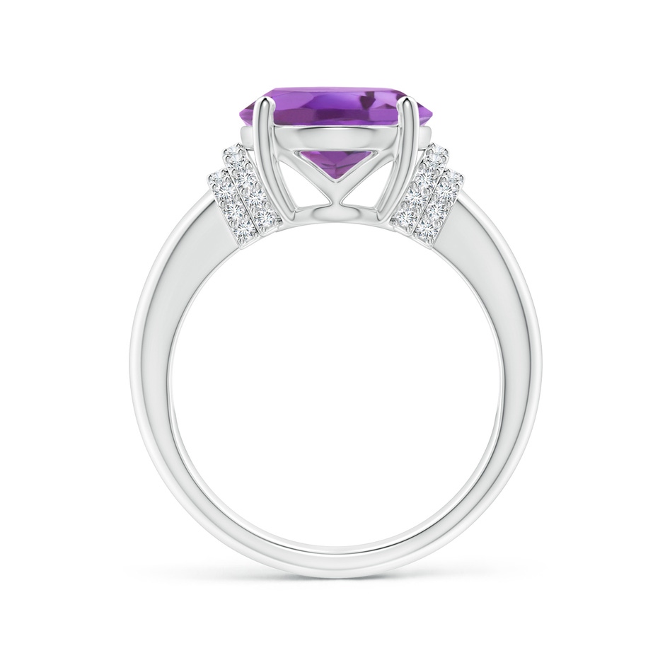 12x10mm A Oval Amethyst Cocktail Ring with Diamond Accents in White Gold side 1