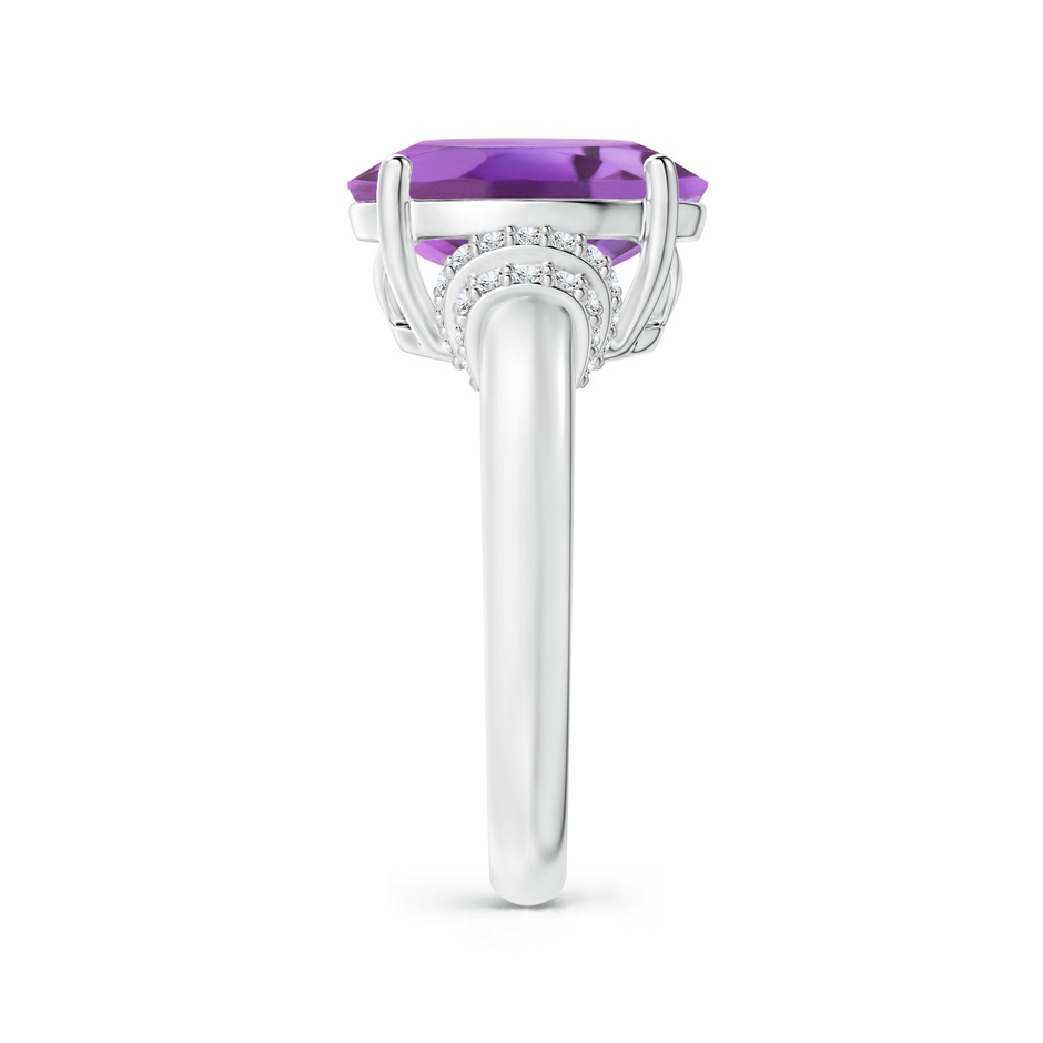 12x10mm A Oval Amethyst Cocktail Ring with Diamond Accents in White Gold side 2