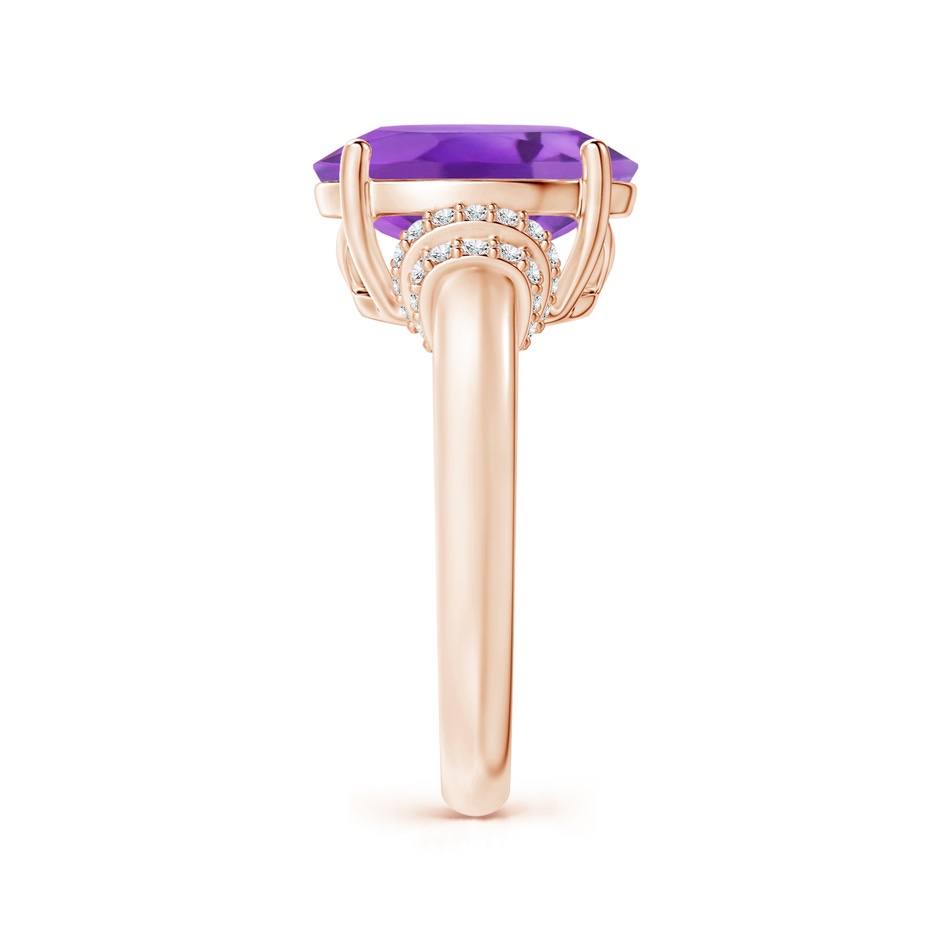 12x10mm AA Oval Amethyst Cocktail Ring with Diamond Accents in Rose Gold side 2