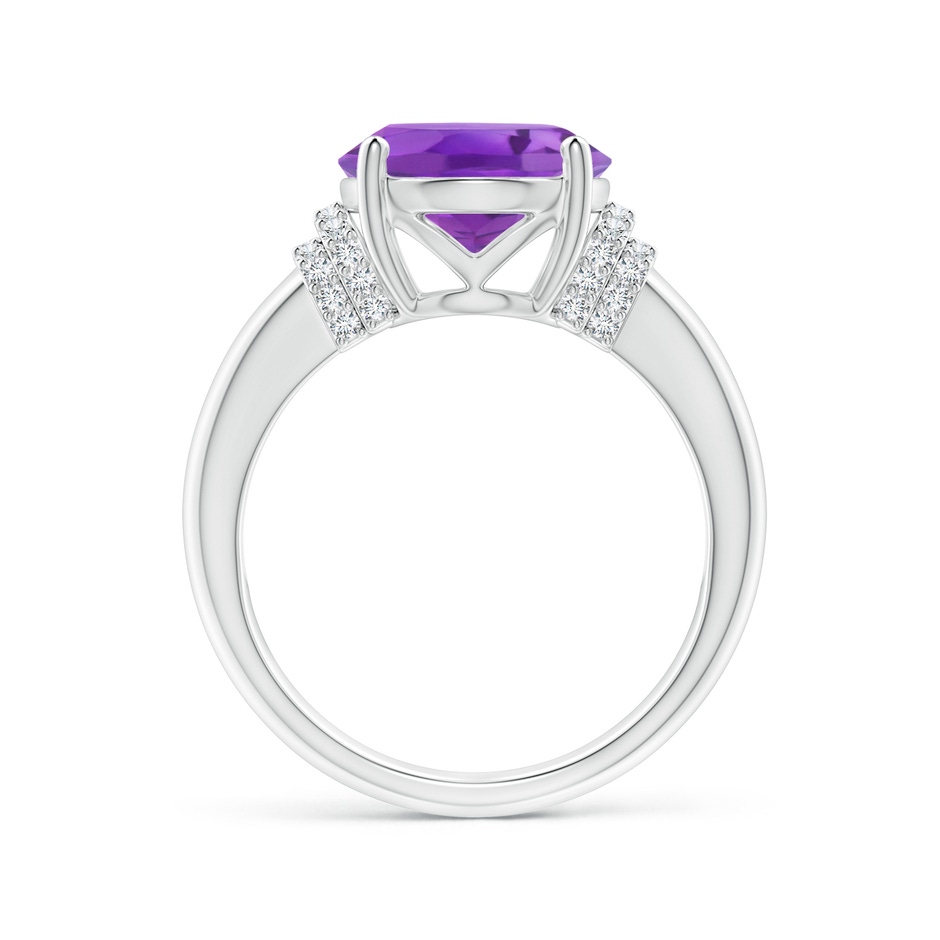 12x10mm AA Oval Amethyst Cocktail Ring with Diamond Accents in White Gold side 1