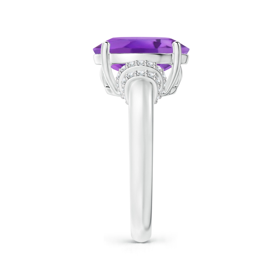 12x10mm AA Oval Amethyst Cocktail Ring with Diamond Accents in White Gold side 2