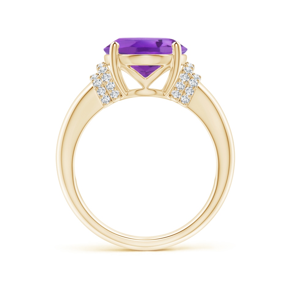 12x10mm AA Oval Amethyst Cocktail Ring with Diamond Accents in Yellow Gold side 1